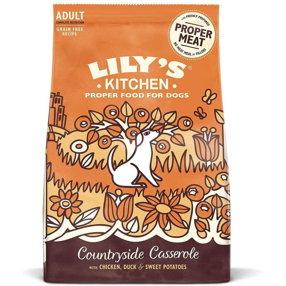 Lily's Kitchen Chicken, Duck & Sweet Potato Countryside Casserole Natural Free Complete Adult Dry Dog Food (2.5 Kg) Grain