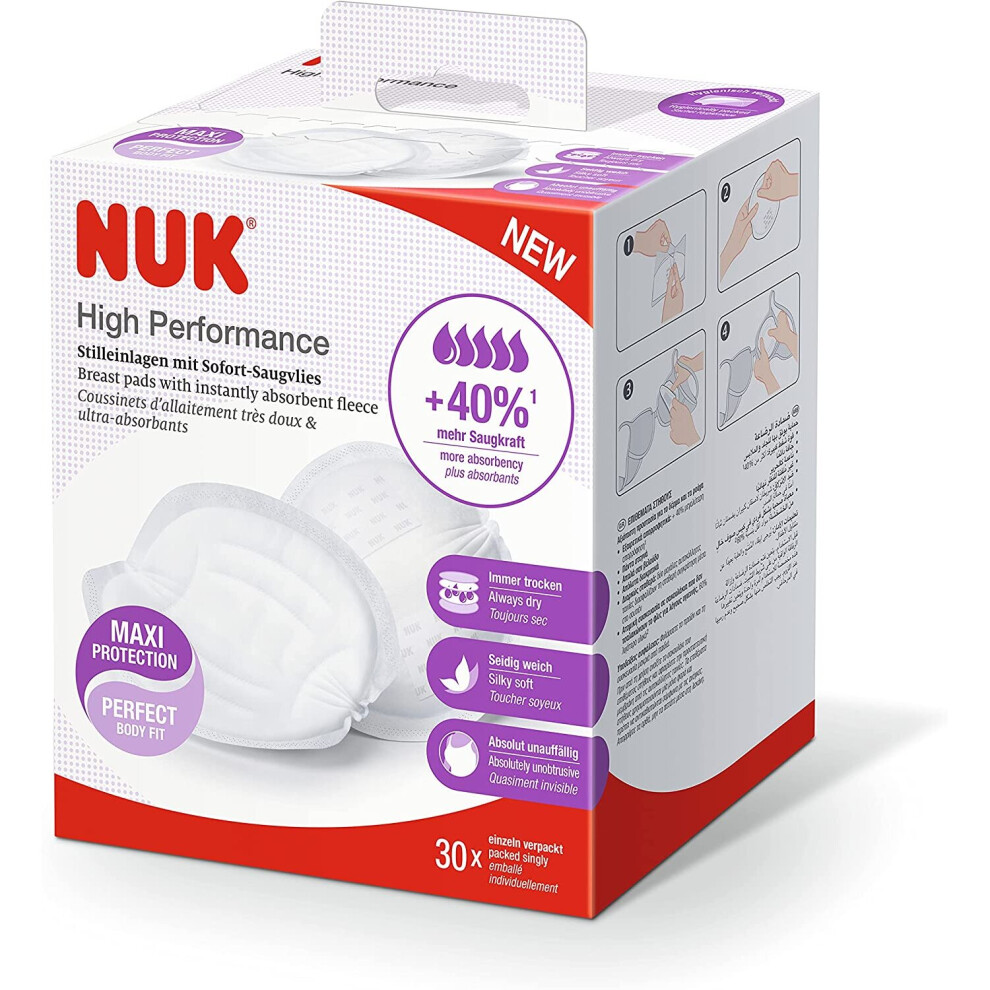 NUK High Performance Disposable Breast Pads | Nursing Pads for Breastfeeding | 30 Count