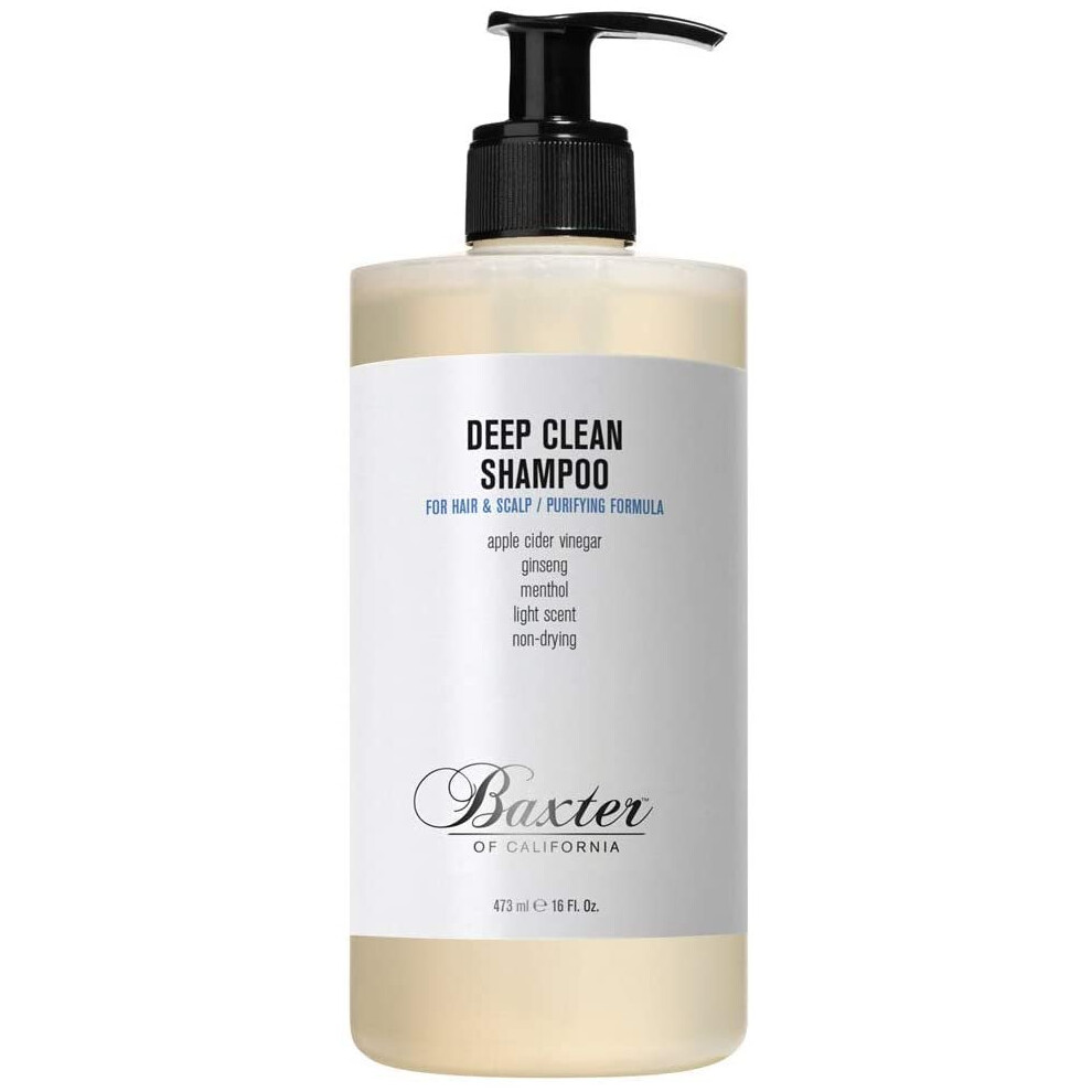 Baxter Of California Deep Clean Shampoo - Sulfate-Free Purifying Clean For Scalp & Hair, Removes Build-Up With Apple Cider Vinegar, Menthol & Ginseng