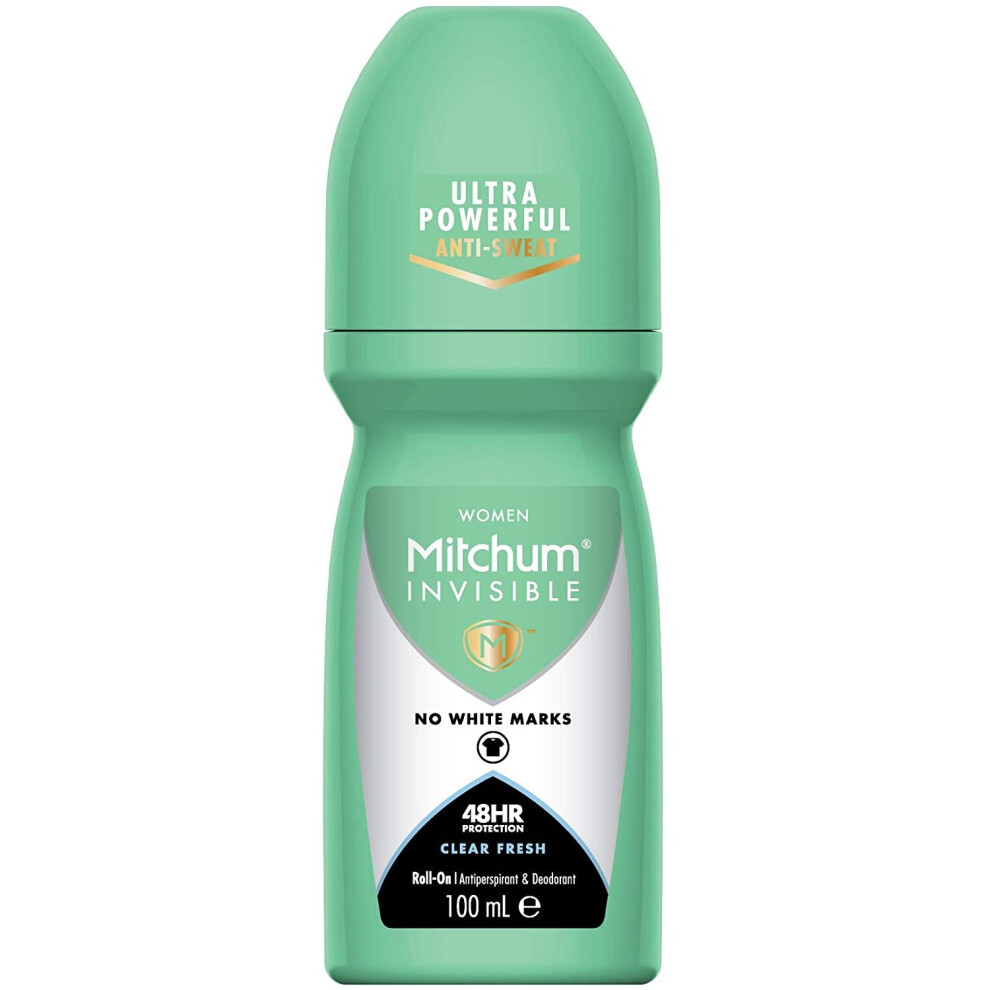 Mitchum Invisible Women 48HR Protection Roll On Deodorant & Anti-Perspirant, No White Marks, Alcohol Free, Clear Fresh