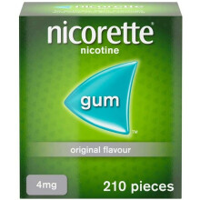 Gumă de mestecat Nicorette Original, 4 mg, 210 bucăți (ajutor pentru renunțarea la fumat și renunțarea la fumat)