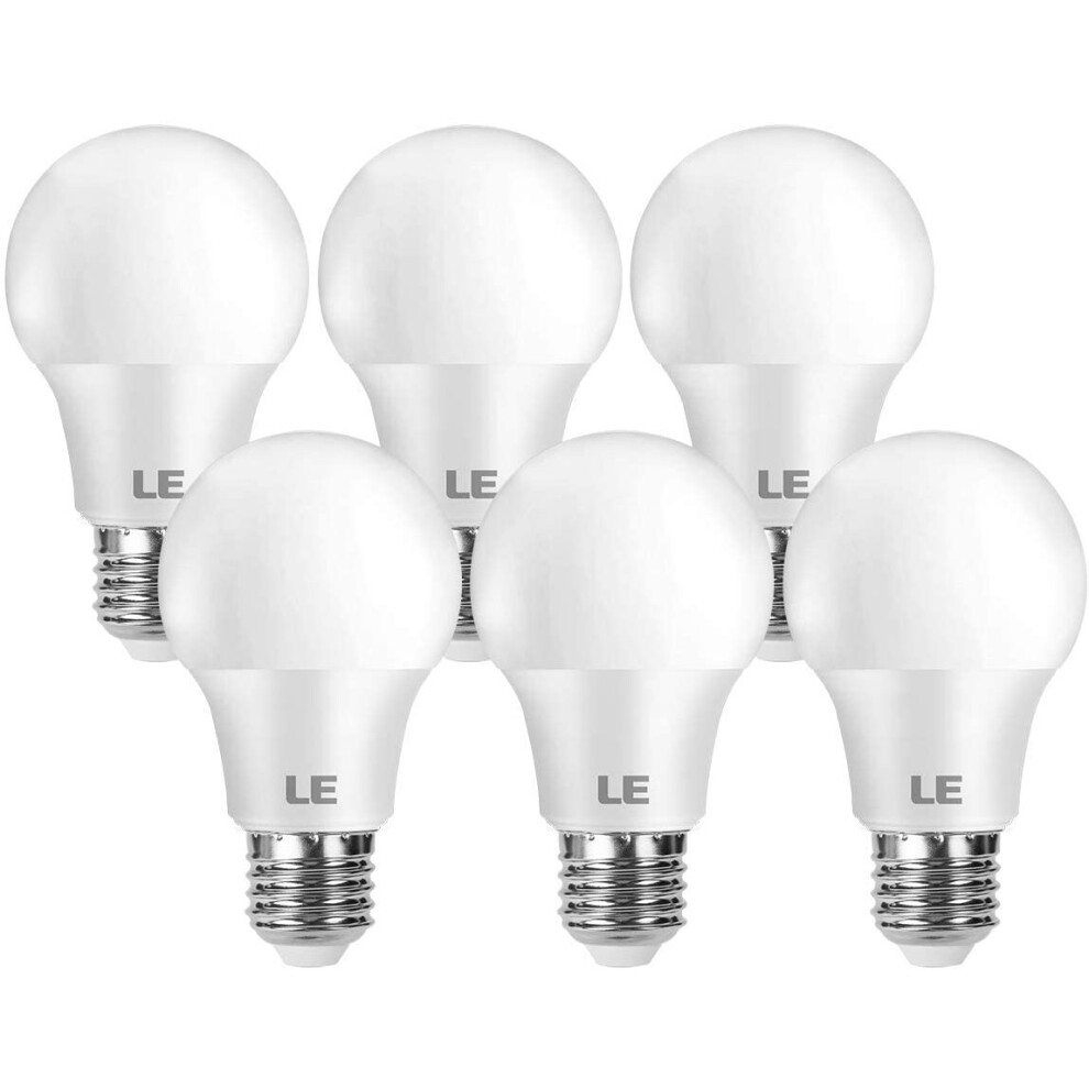Le E27 Led Bulbs 8W, 60W Incandescent Bulb Equivalent, Warm 2700K, 806Lm Edison Screw Es Lightbulb, Non-Dimmable, Pack Of 6 White