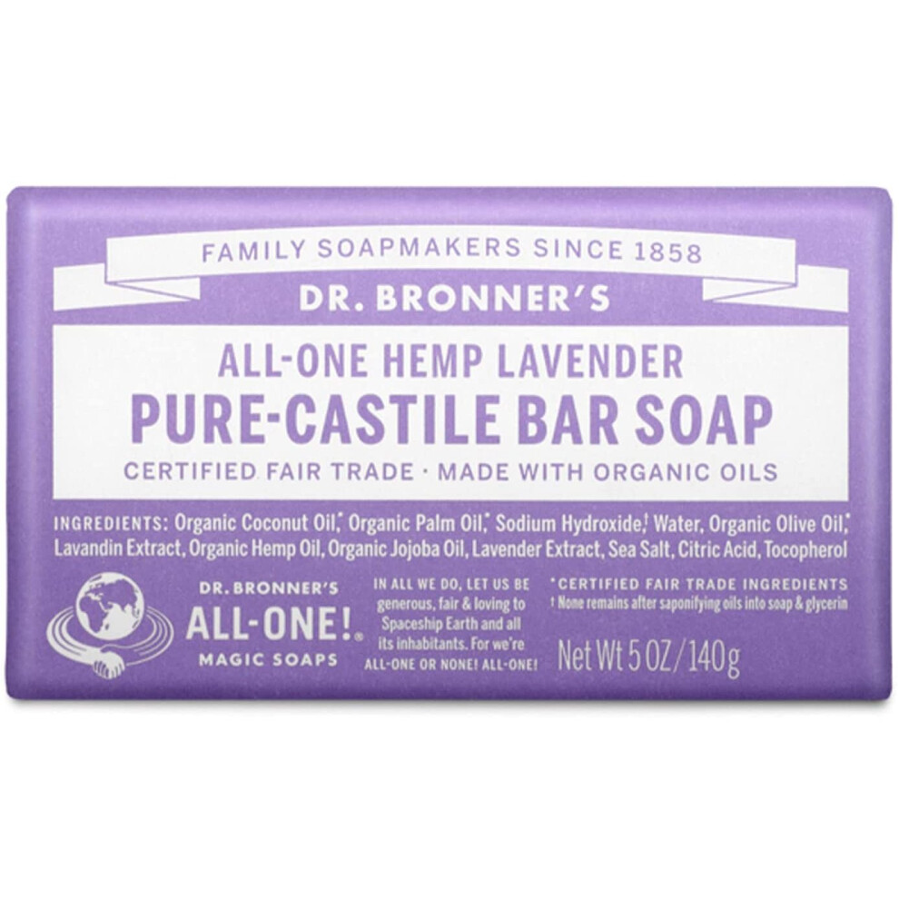 Dr. Bronner's Organic All-One Hemp Lavender Pure-Castile Soap Bar