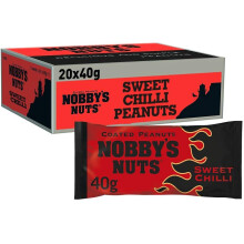 Nobby's Nuts Sweet Chilli Coated Peanuts - Crunchy 40g Snack, Case of 20