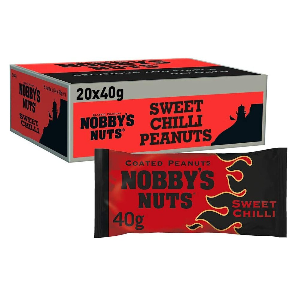 Nobby's Nuts Sweet Chilli Coated Peanuts - Crunchy 40G Snack, Case Of 20