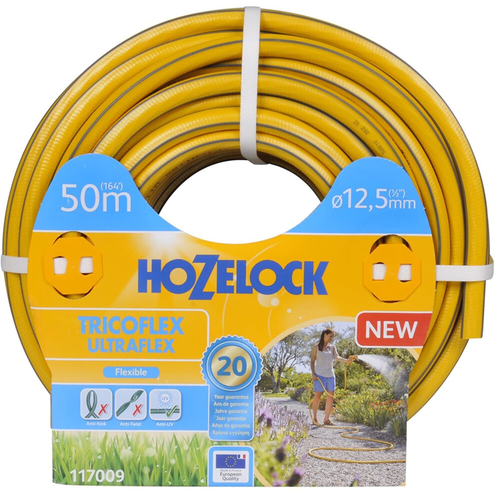 Hozelock Tricoflex Ultraflex Hose, Yellow, 12.5 mm x 50 m