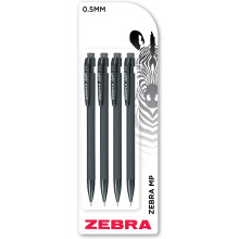 Zebra Pen MP Mechanical Pencil, 0.5mm, Black Barrel, Standard HB Lead, Built-in Eraser, 4-Pack