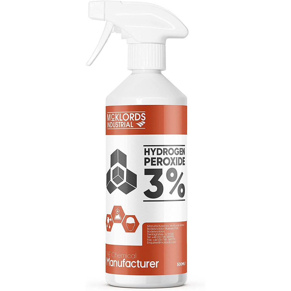 Mcklords Hydrogen Peroxide 3% Solution, 500Ml - Versatile Household Cleaning & Sanitizing