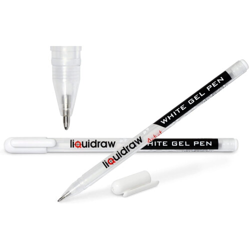 Liquidraw White Gel Pens For Art, Black Paper 0.8mm Fine Point Gel Pen