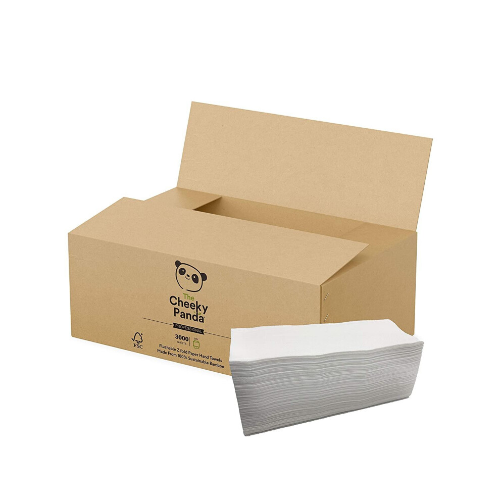 The Cheeky Panda Professional Z Fold Hand Towels, Plastic-Free, Eco-Friendly, Super Soft, Strong & Sustainable, Bulk Box of 3000 Sheets