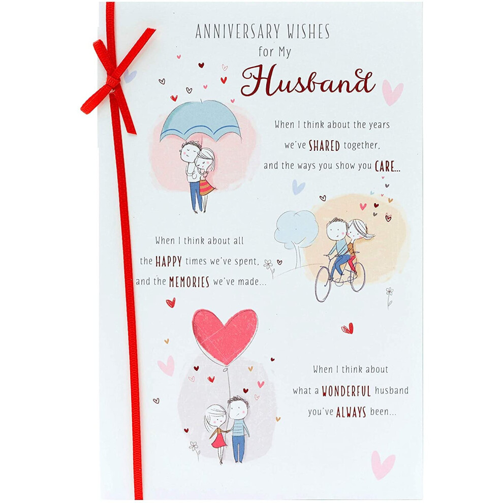 UK Greetings Husband Wedding Anniversary Card - Anniversary Card for Him - Featuirng Romantic Poem Multi, 536351-0-1