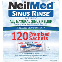 NeilMed Sinus Rinse Kit with 120 Sachets (500 ml) - Gentle, Effective Saline Nasal Irrigation System