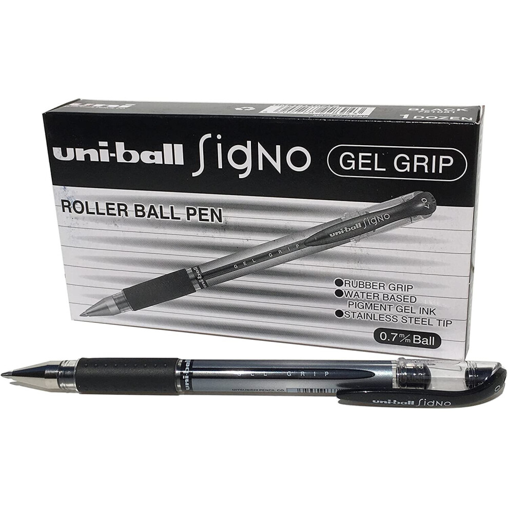 Uni-ball 751081000 UM151S SigNo Gel Rollerball Comfort Grip 0.7mm Tip 0.5mm Line Black (Pack of 12)