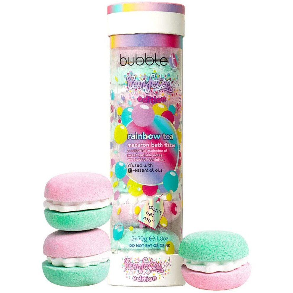 Bubble T Cosmetics Rainbow Tea Macaron Bath Bomb Stack (5 X 50G)