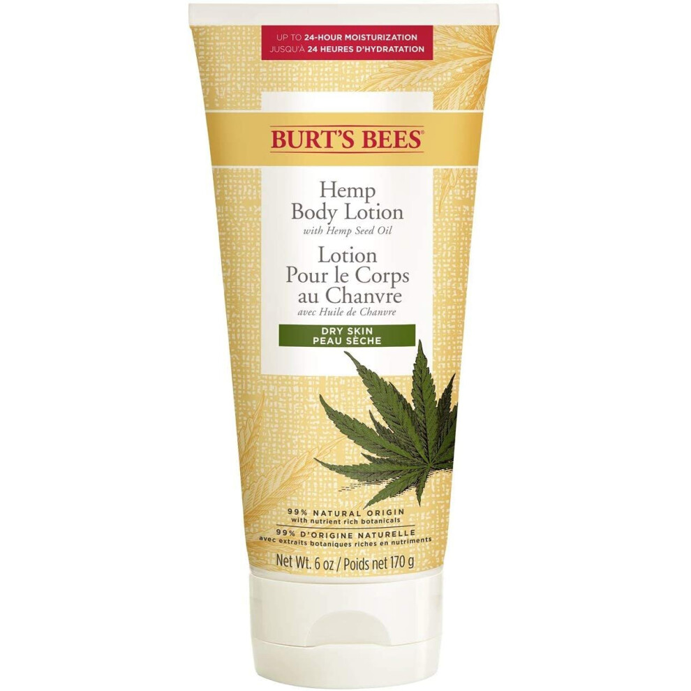 Burt's Bees Hemp Body Lotion with Hemp Seed Oil for Dry Skin Tube, 170 ml