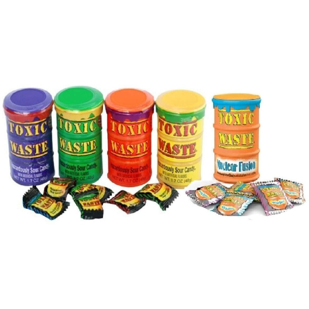 Zella Exclusive Set of 5 Sour Toxic Waste Tubs of Sweets