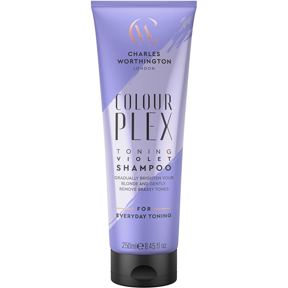 Charles Worthington Colourplex Toning Violet Shampoo, Blonde Shampoo To Tone And Brighten, Purple Shampoo For Blonde Hair, Blonde Toner For Women And