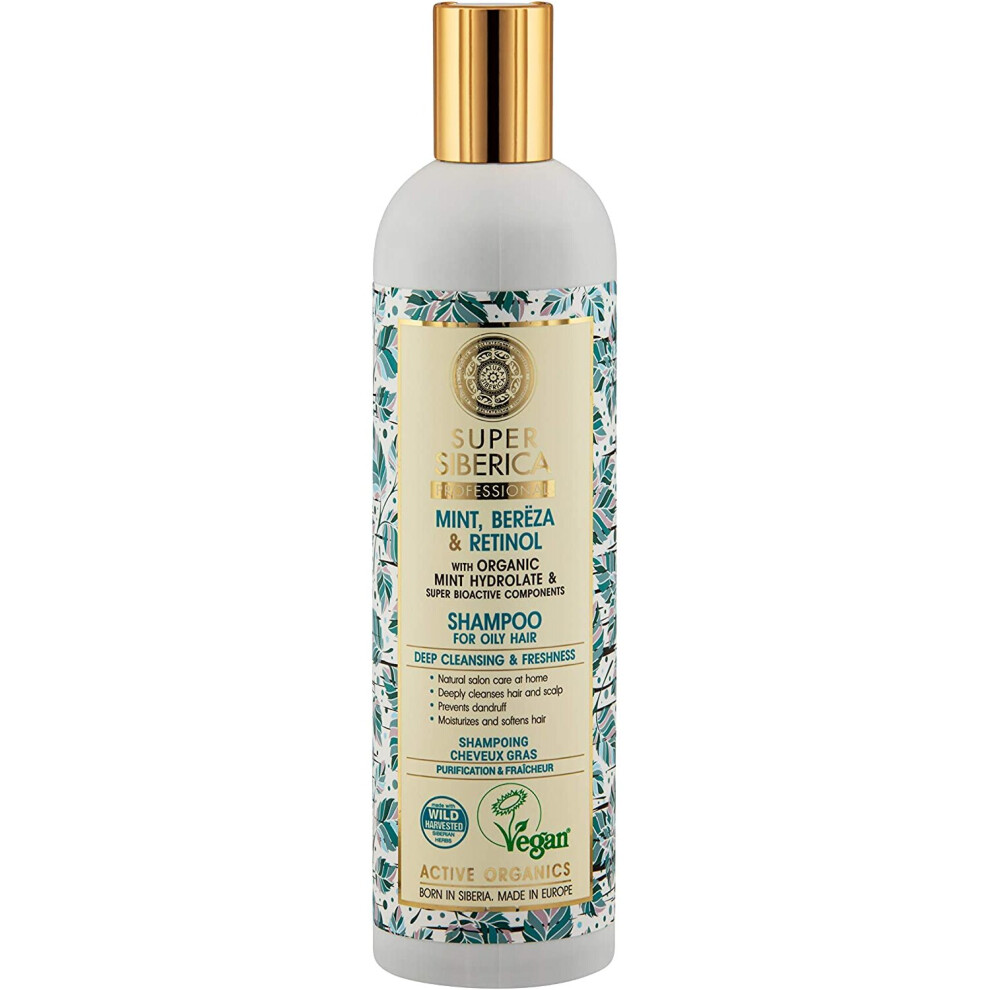 Natura Siberica Super Mint, Bereza & Retinol. Shampoo For Oily Hair, 400 Ml