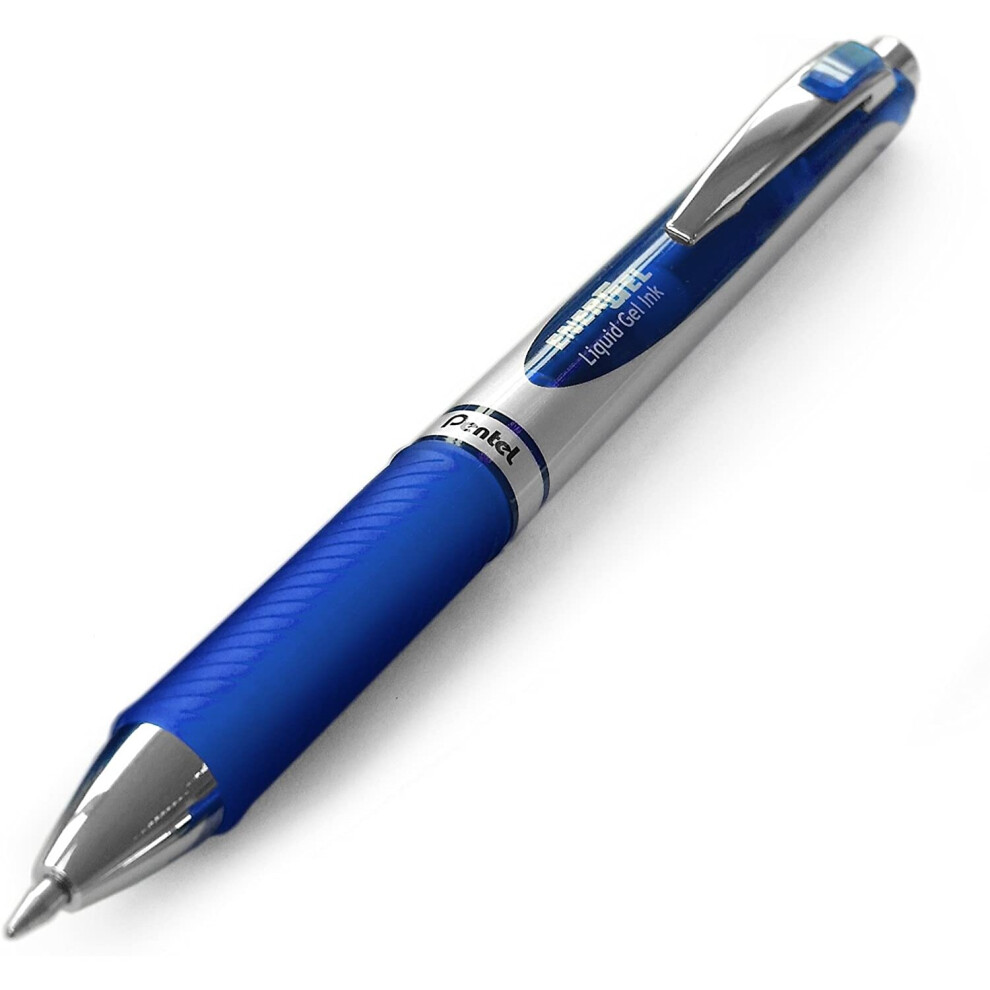 Pentel EnerGel XM BL77 - Retractable Liquid Gel Ink Pen - 0.7mm - 54% Recycled - Blue - Box of 12