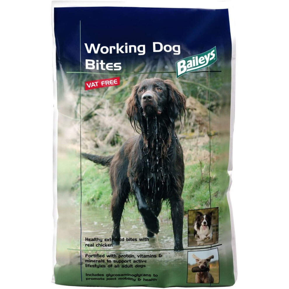 Baileys Horse Feeds Adult Complete Dry Working Dog Food Bites Chicken, 15 kg