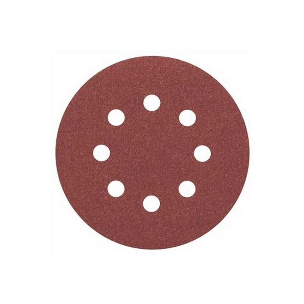 Bosch 2608605643 Sanding Discs for Wood, Velcro Type, 8 Hole, 125mm, P120 Grit, Red, Pack of 5