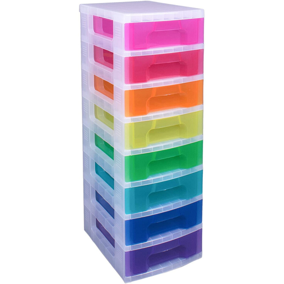 Really Useful Box Really Useful Drawer Tower 8X7 Litre Clear/Rainbow