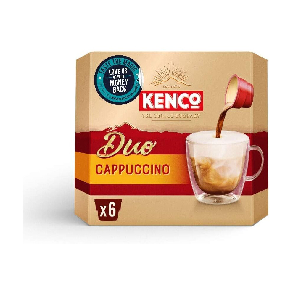 Kenco Duo Cappuccino Instant Coffee (Pack of 4, Total 24 Sachets)