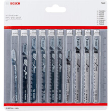 Bosch Professional 2607011169 10tlg. Stichsägenblätter Holz, Zubehör für Stichsägen mit T-Schaft Aufnahme 10-Piece Blades Set (for Wood, Accessor
