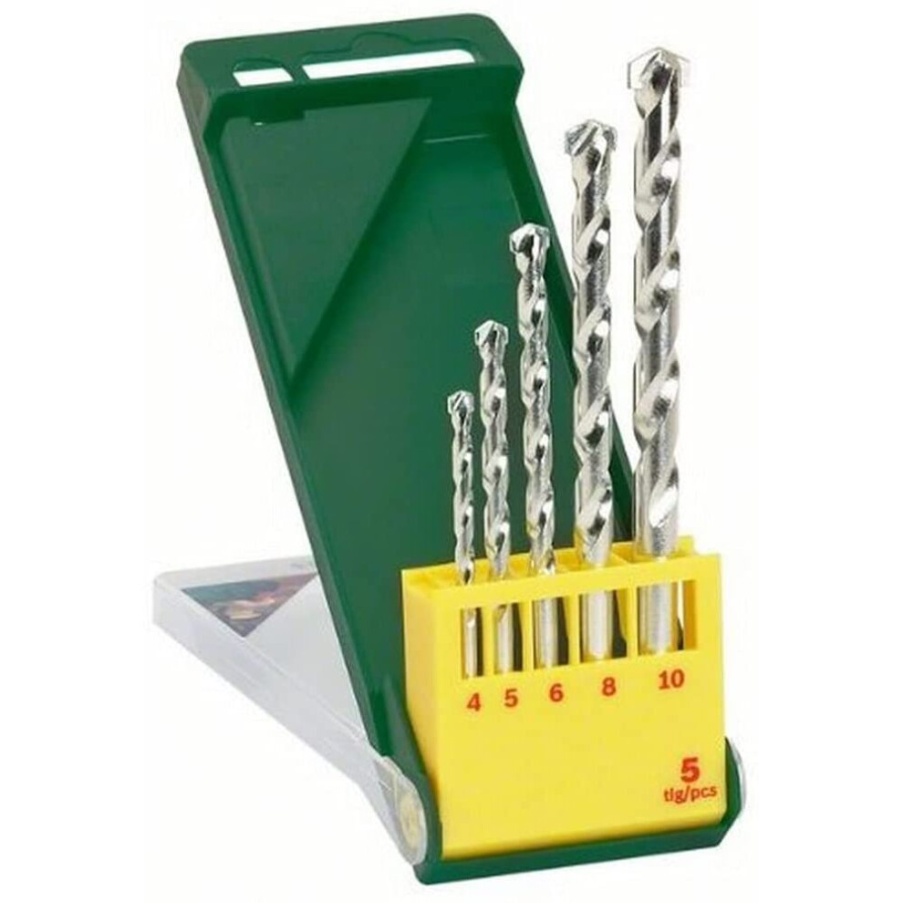 Bosch Home and Garden 2607019438 5pc Masonry Drill bit Set (4,5,6,8,10mm), Silver