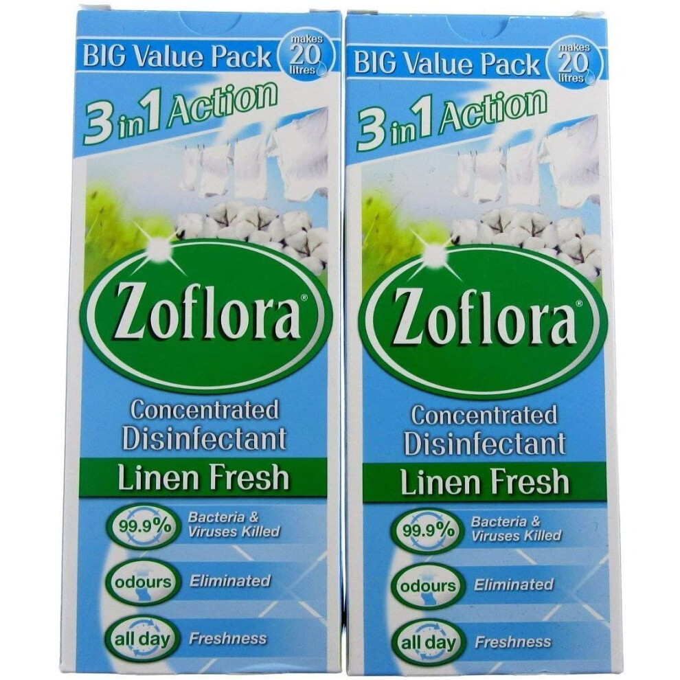 2X Zoflora Linen Fresh 500ml Odour Remover & Disinfectant