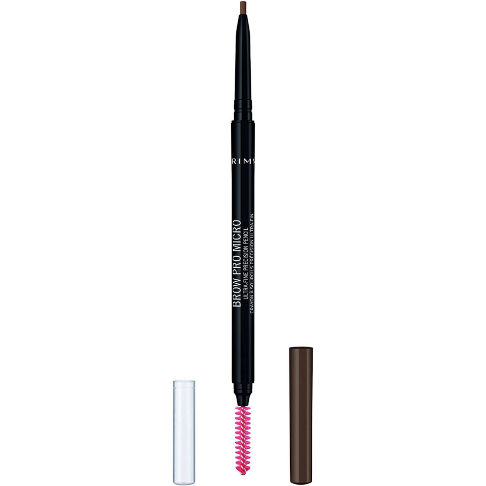 Rimmel London Brow Pro Micro Ultra-Fine Precision Pencil & Brush, Natural-looking Defined Brows, Soft Brown, 0.03 g