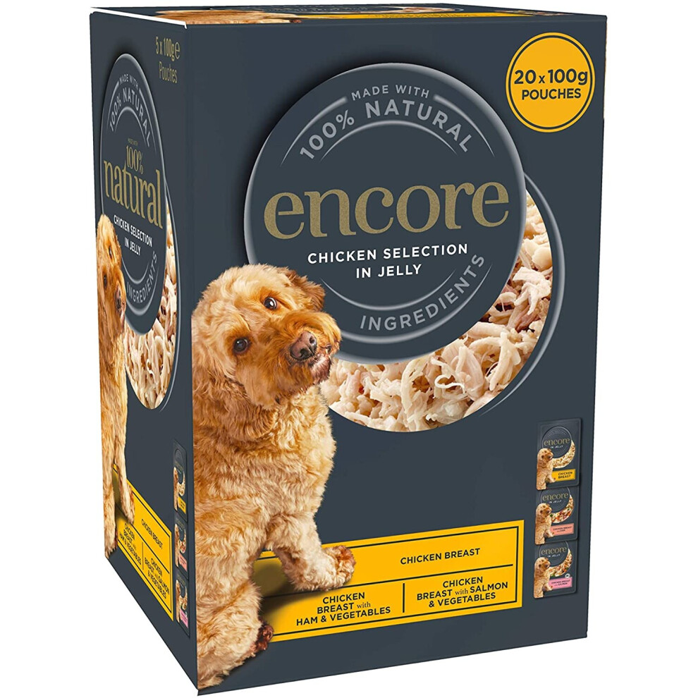 Encore 100% Natural Dog Food Deluxe Collection Jelly Pouch Multipack, 4 x (5 x 100g)