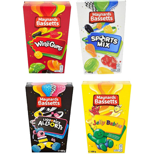 Maynards Bassetts Sweet Selection 4 Boxes Liquorice Allsorts, Jelly