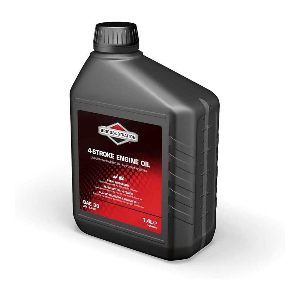 Briggs & Stratton 100006E SAE 30 4-Stroke Lawn Mower Engine Oil – 1.4 L, Black