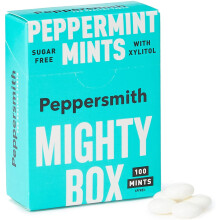 Peppersmith English Peppermint 100% Xylitol-Sweetened Mints Mighty Pack, Sugar-Free and Good for Teeth, 100 Mints Approx, 60 g