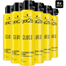 Schwarzkopf got2b Glued Hairspray, Blasting Freeze Spray with Extra Strong Hold, Multipack 6 x 300 ml