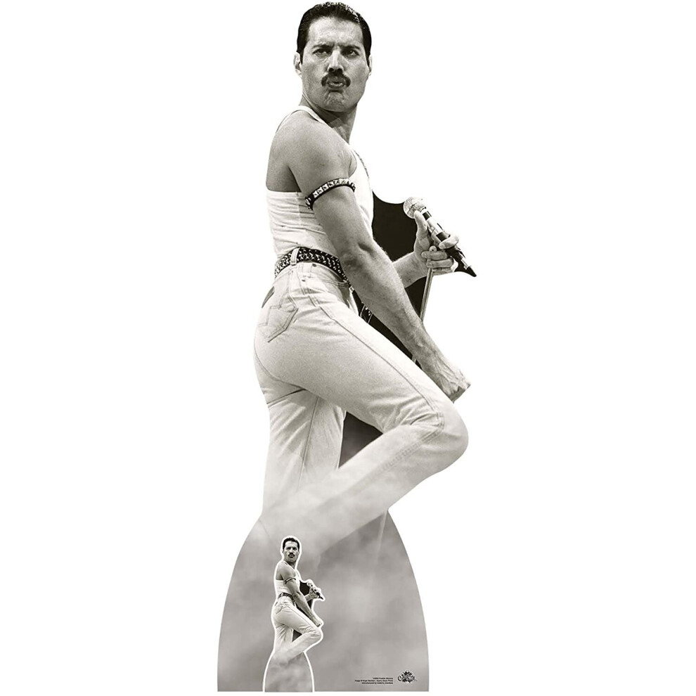 Star Cutouts Ltd CS850 Lifesize Cardboard Figure of Freddie Mercury 1985 Live Aid with Free Desktop Standup Standee Perfect for Fans, Parties, Collect