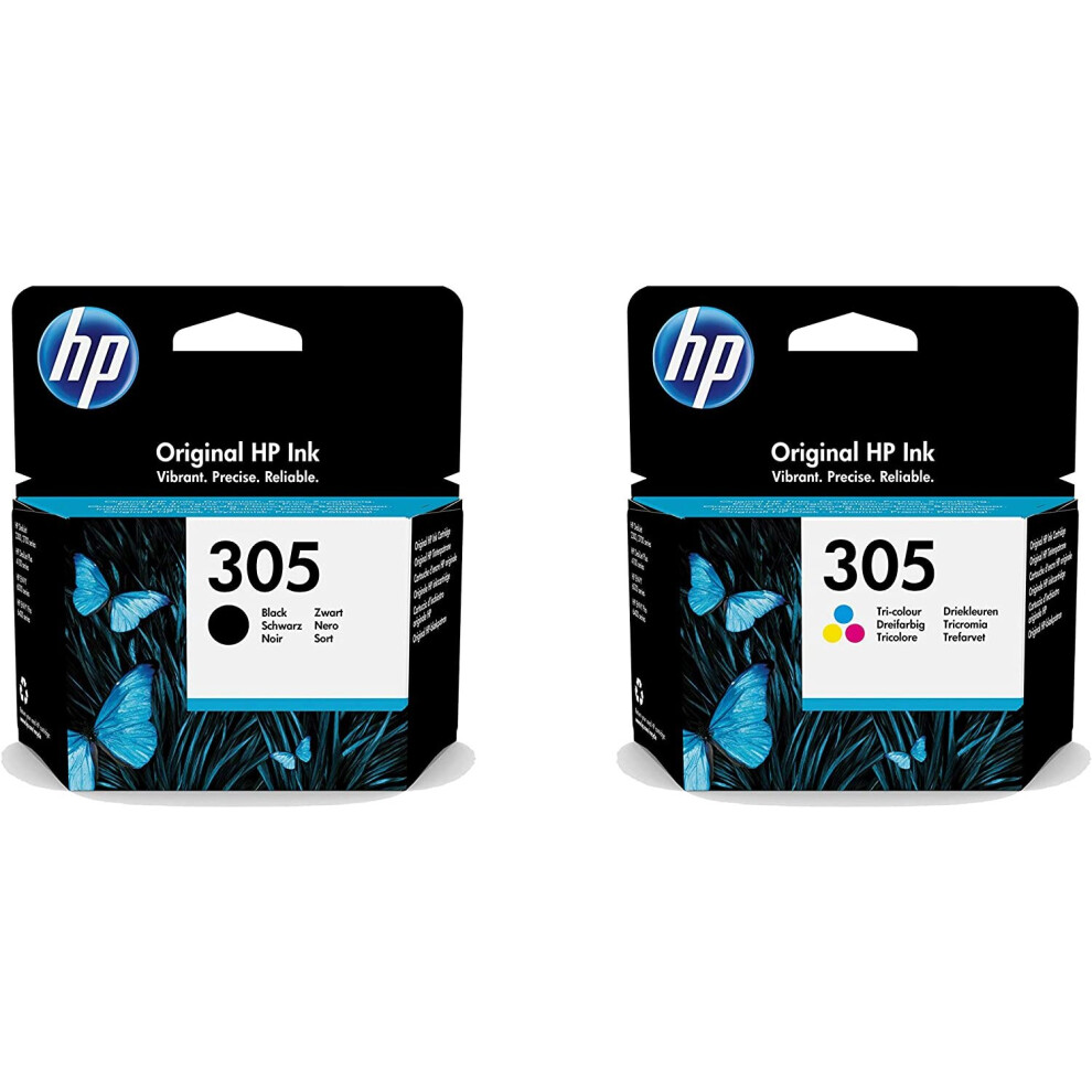 HP Genuine 305 Black & Tri-Colour Ink Cartridge, Multipack, 3YM61AE, 3YM60AE