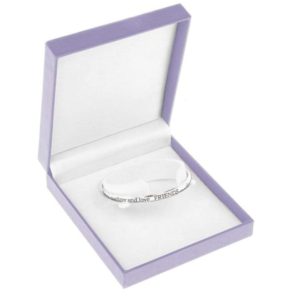 Friends Share Memories, Laughter and Love' - Silver Plated Bangle(Size: One size)