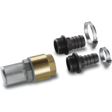 Komplettes KARCHER Saugset - Adapter 1"/3/4" - Edelstahl-Sieb mit Rückschlagventil