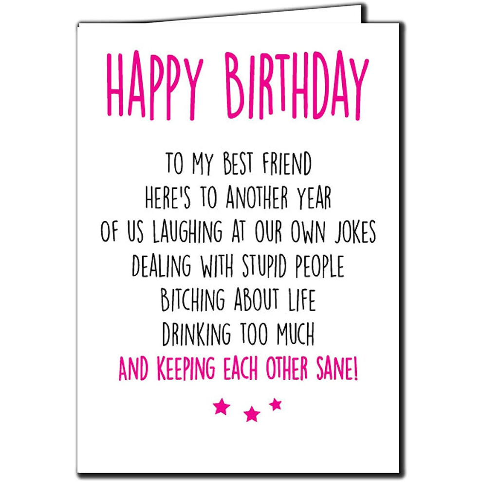 Funny Best Friend Birthday Card/Bestie/Humour/Fun/Sarcasm - c21 (Free P&P)