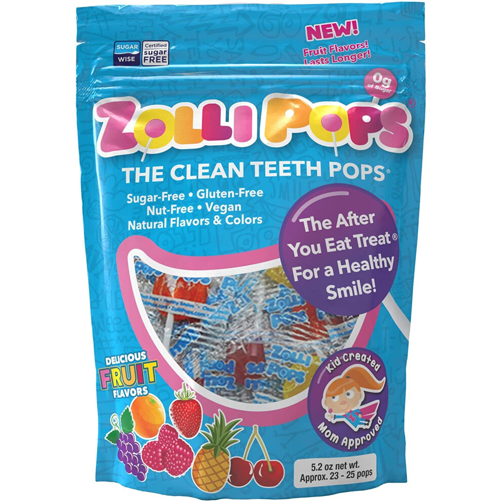 Zollipops The Clean Teeth Pops, Anti Cavity Lollipops, Delicious Assorted Flavors, 25 Count