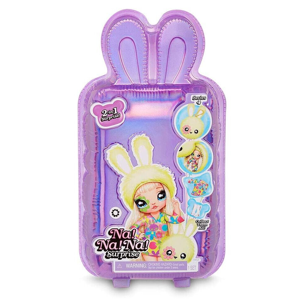 Na! Na! Na! Surprise, 2-in-1 Pom Doll with 10 cm Plush and 20 cm Soft Doll, Keyring and Fashion Outfits, Random Models to Collect (Series 4) Toy for C 