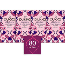 Pukka Elderberry & Echinacea, Organic Herbal Fruit Tea (4 Pack, 80 Tea bags)