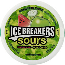 Ice Breakers Sours, Sugar Free Mints, Watermelon and Green Apple, 42 g