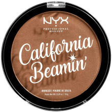 NYX Professional Makeup California Beamin' Face and Body Bronzer, Shimmery Pressed Powder, Large Format, Vegan Formula, Satin Finish, 14 g, Shade: Sun