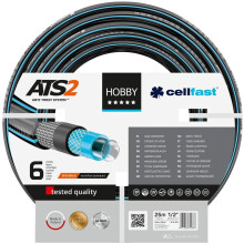 Cellfast Garden Hobby ATS2, Flexible 6-Layer Hose, Double Braid with Cross and Tricot Fabric, 30 Bar Burst Pressure, 16-200, Multicoloured, 1/2'' 25m