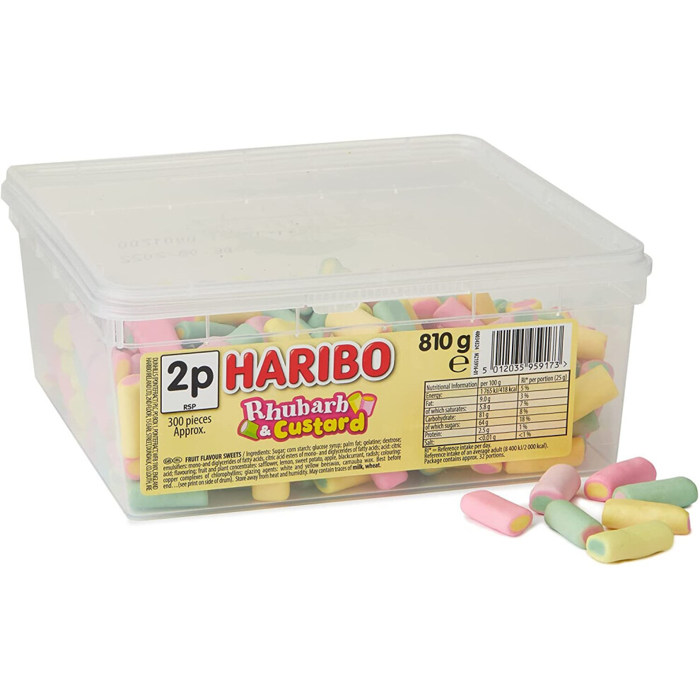 Haribo Rhubarb And Custard Sweets 810G Tub
