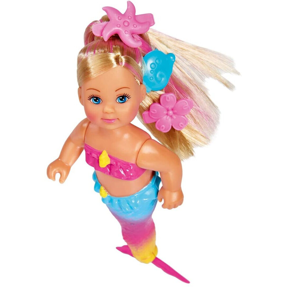 Simba 105733318 Evi Love Swimming Mermaid / Evi the Mermaid / Can Swim / with Fish Figure / Dressing Doll / 12 cm for Children from 3 Years