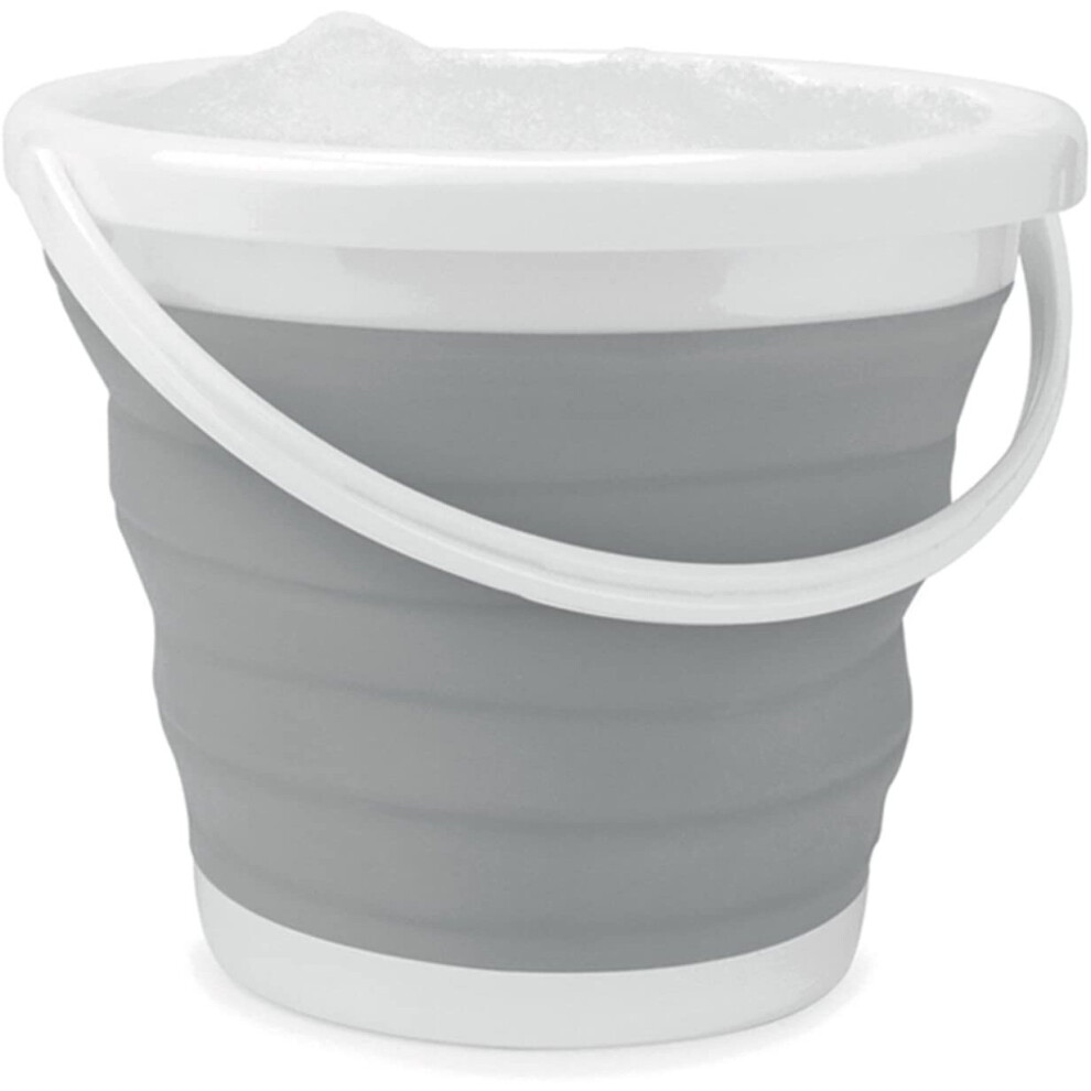 Beldray LA028495GRY 10 L Collapsible Folding Water Car Mop Bucket, Compact Design, Easy to Clean, Ideal for Indoor and Outdoor Use, Grey, 31.5 x 31.5